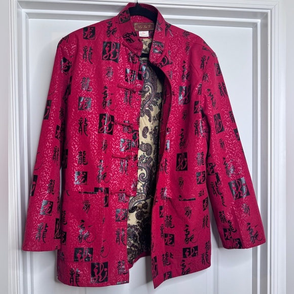 Vintage Men’s 90s Li Sa J Chinese Kimono in Red - Picture 1 of 6